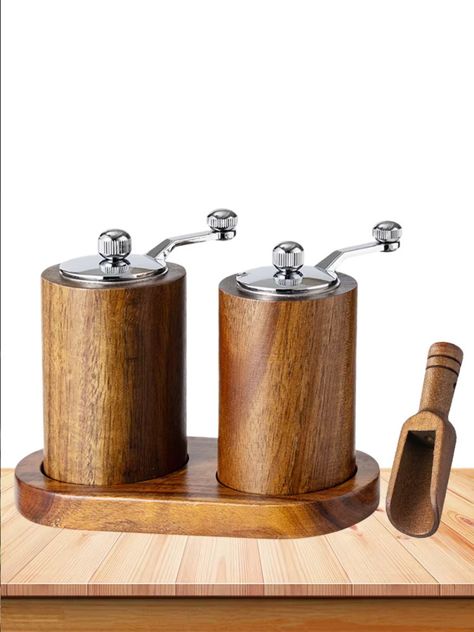 WXCOO Handgekurbelte Pfeffermühle aus Massivholz in Braun, Mehrzweck-Gewürzmühle für Küche und Haushalt - Bild 6