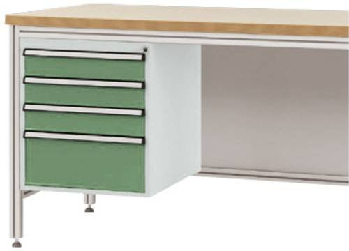 Manuflex ZB4822.6011 Gehäuse-Unterbau für ALU-Arbeitstische in Weiß-Grün mit 4 Schubfächern, Nutzhöhe: 50 cm, für Tischtiefe: 80 cm - Bild 1