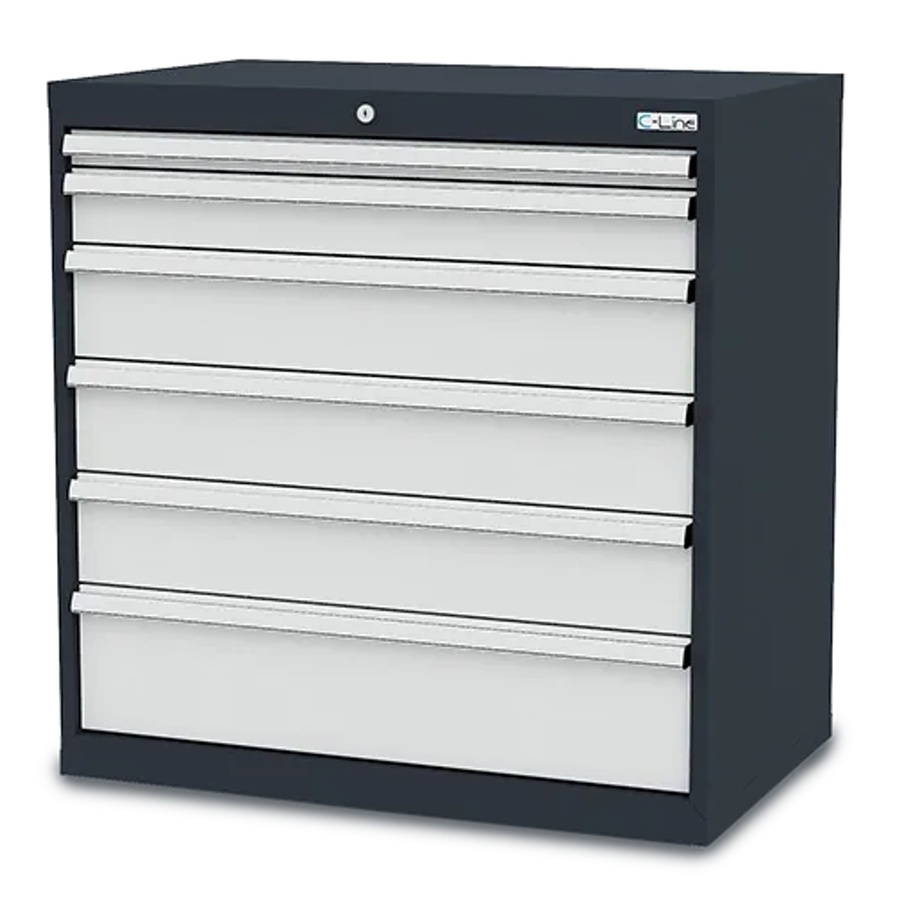Simplaflex Schubladenschrank mit 6 Schubladen aus Stahlblech in Grau und Anthrazit, B/T/H: 90 x 57,5 x 92 cm - Bild 2