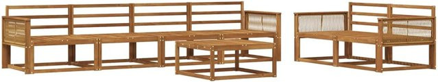 vidaXL Outdoor-Sofagarnitur aus Massivholz Akazie in Braun, 7-teiliges Set im U-Shape mit Latten-Design - Bild 1