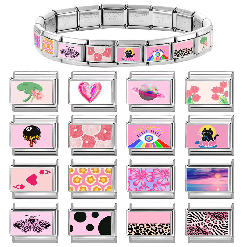Yolorist Armband, Edelstahl, Rosa Herz Schmetterling, Damen - Bild 1