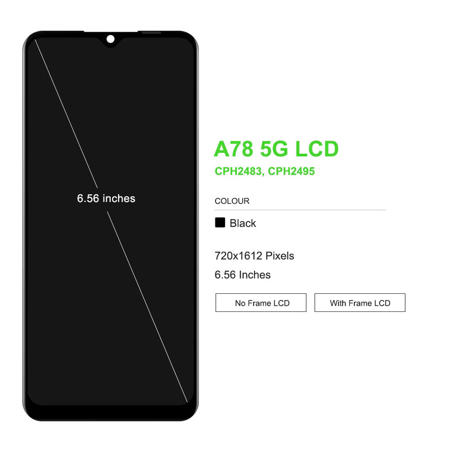 Oppo A78 5G LCD-Display mit Rahmen in Schwarz, 6.56 Zoll Ersatzbildschirm Digitalisierer Baugruppe für CPH2483 und CPH2495 - Bild 3