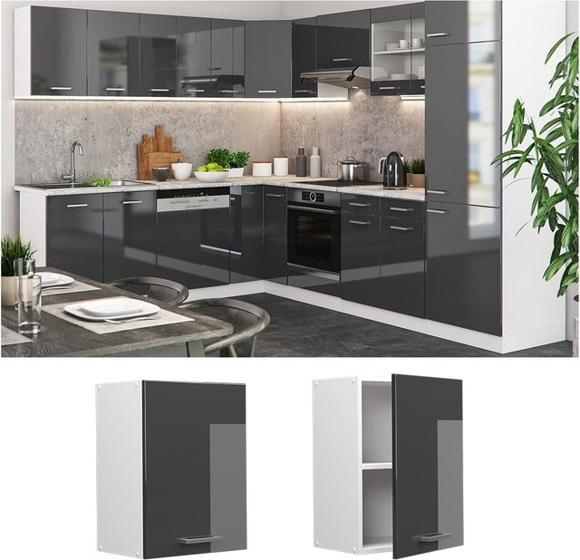 Vicco Hängeschrank R-Line Küchenschrank in Weiß und Anthrazit Hochglanz Breite: 45 cm - Bild 1