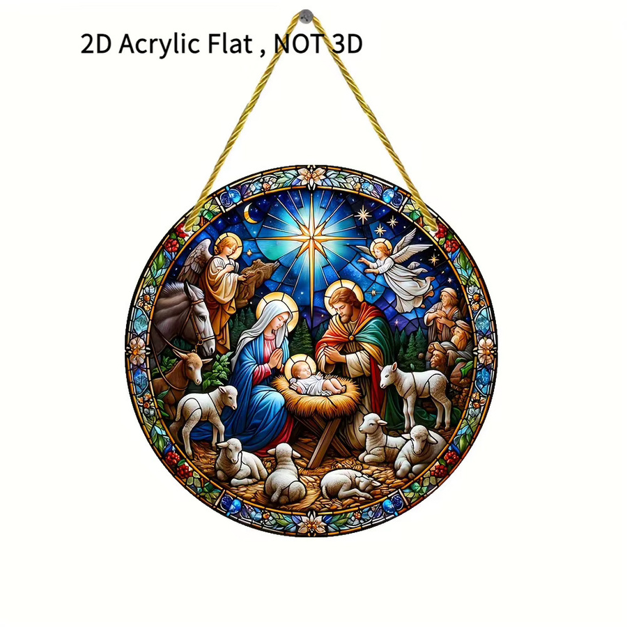 Sonnenfänger für Weihnachtskrippe von Potdemiel, runder Engel-Anhänger in Buntglas-Optik, Multicolor, Durchmesser: 20 cm - Bild 2