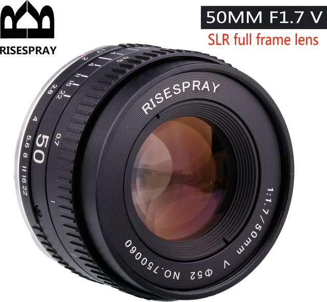 RISESPRAY 50mm F1.7 Metall-Objektiv für Vollformat, Standard-Prime-Objektiv mit großer Blende und manueller Fokussierung, Farbe: Schwarz, Kompatibel mit Canon EOS EF, M42 und Nikon F SLR-Kameras - Bild 1