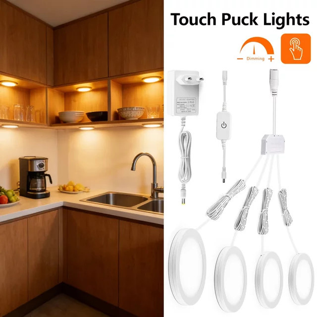 Lcamaw LED-Panel-Leuchte mit Touch-Sensor, dimmbar, Weiß, 12 V Deckenleuchte und Puck-Lampe - Bild 1