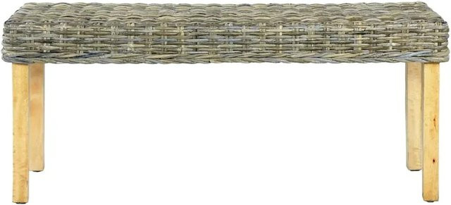 vidaXL Sitzbank aus Kubu-Rattan und Mango-Massivholz in Braun, B/T/H: 110 x 45 x 45 cm - Bild 1