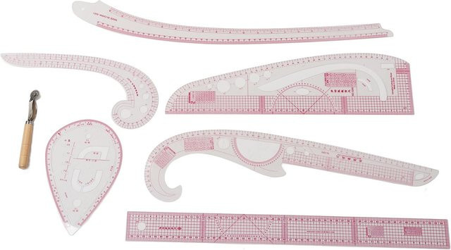 Shoemst 7-teiliges französisches Kurvenlineal-Set aus transparentem PVC für Schneiderhandwerk in CM und MM - Bild 1