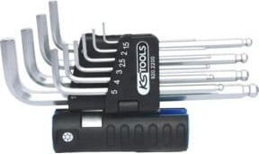 KS Tools 3 in 1 Innen6kant-Winkelstiftschlüssel-Satz mit Kugelkopf, 10-teilig, Silber - Bild 1