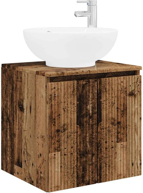 vidaXL Wandmontierter Waschtisch aus Altholz in Braun, B/T/H: 49,5 x 44,5 x 65 cm - Bild 1