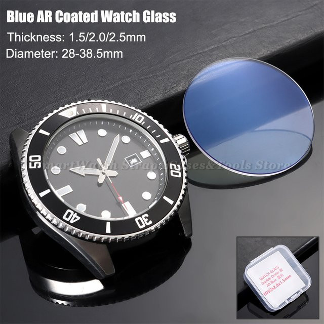 Uhrenglas Saphir, blau AR-beschichtet, doppelt gewölbt, 28 mm–38,5 mm, Unisex - Bild 1