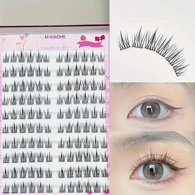 Mixiaohe Klebefreie Sonnenblumen-Wimpern, C-Curl, 120 Cluster, Natürlich - Bild 1