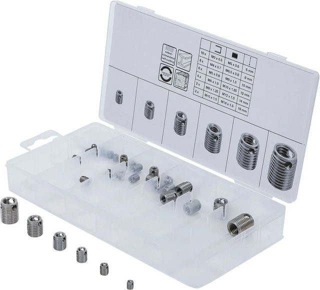 BGS Gewindeeinsätze Sortiment Selbstschneidend, 32-teilig, Silber, Artikelnummer 6844 - Bild 1