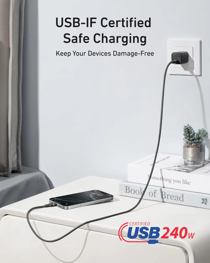 Anker USB-C zu USB-C Kabel in Weiß mit 240W Schnellladefunktion und recyceltem Geflecht - Bild 4