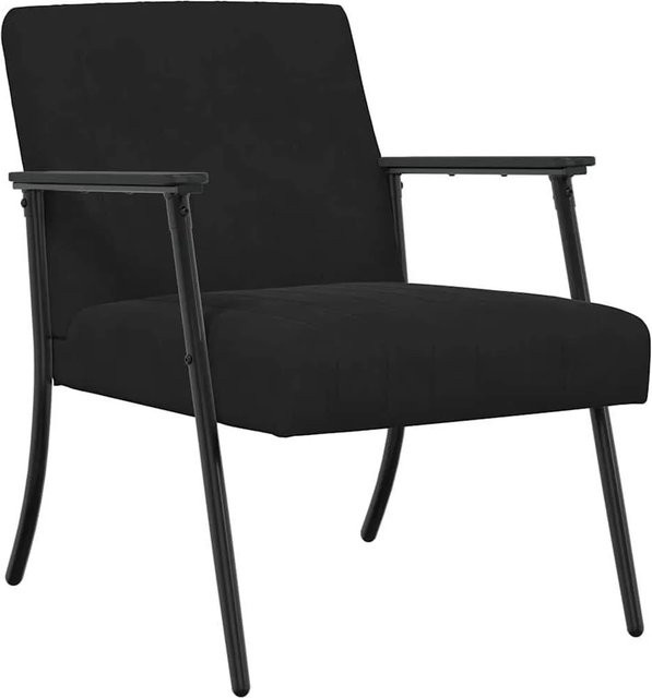 vidaXL Sessel in Schwarz aus Samt mit Armlehnen, modern und freistehend, B/T/H: 59 x 75 x 78 cm - Bild 1