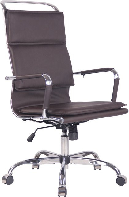 TPFLiving Bürostuhl Beta in Coffee, moderner Schreibtischstuhl aus Kunstleder mit Armlehnen und Rollen, Farbe: Braun, B/T/H: 63 x 58 x 120 cm - Bild 1