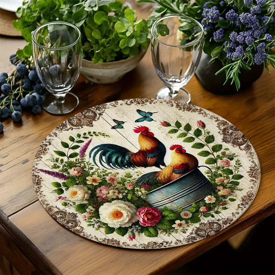 VIKAMA 4-teiliges Tischset-Set mit Blumenmuster im Landhausstil - Bild 2