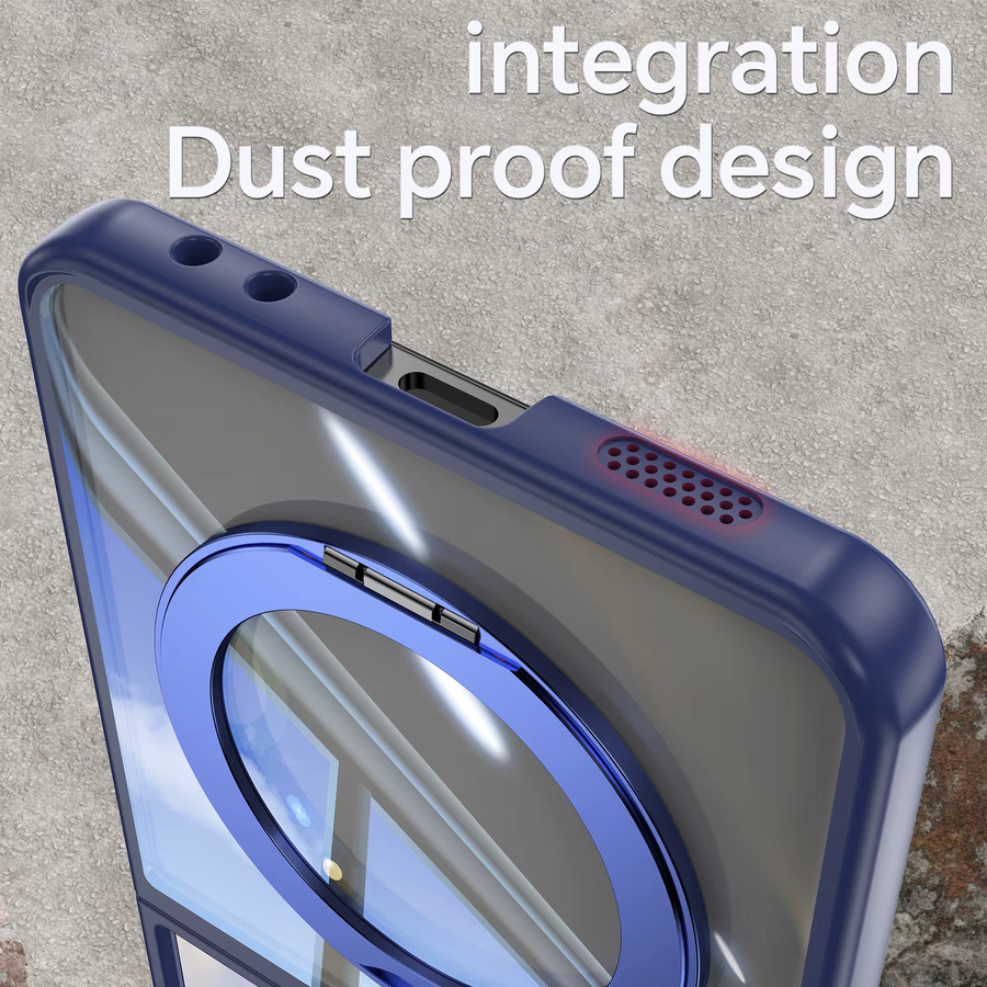 MagSafe Handyhülle mit 360 Grad drehbarer Halterung und Flip-Schutz für Samsung Galaxy Z Flip 7, Z Flip 6 und Z Flip 5, magnetisch und stoßfest, Grau und Blau - Bild 6