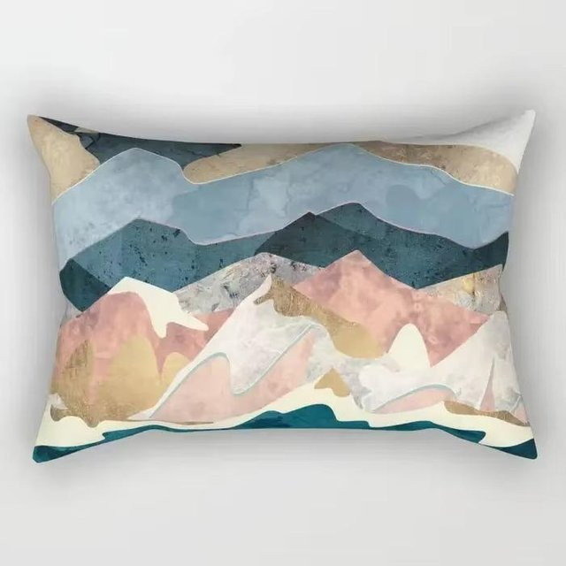 JMG Clothing Rechteckiger Kissenbezug aus Polyester mit blauem Aquarell-Streifenmuster im chinesischen Stil, B/H: 50 x 30 cm - Bild 1