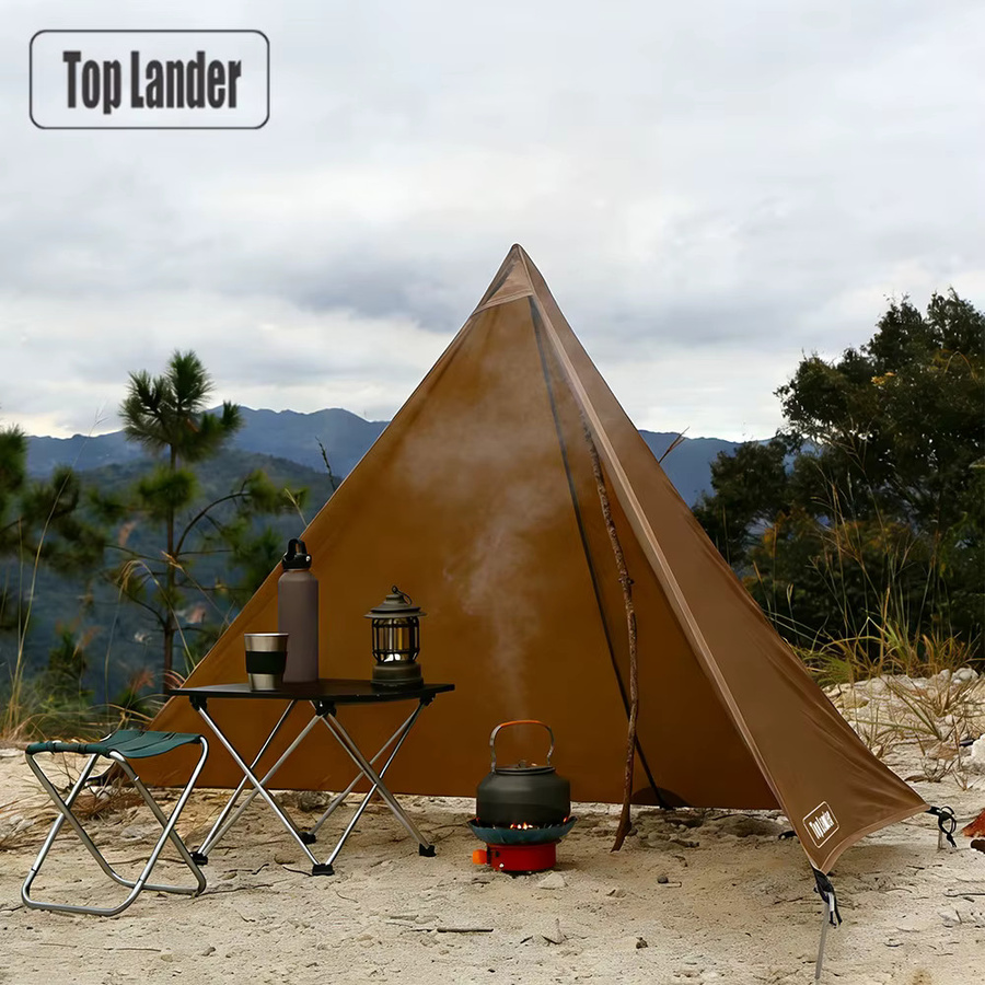 Top Lander Ultraleichter Camping-Windschutz aus Nylon in Braun, B x H: 1,9 x 1,1 m - Bild 2