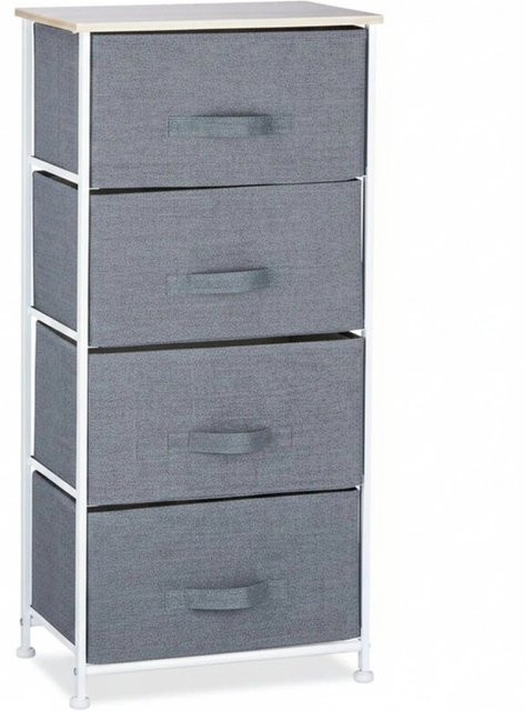 Relaxdays Regalsystem in Grau mit 4 Schubfächern aus Stahl, Stoff und MDF, B/T/H: 95 x 45 x 30 cm - Bild 1