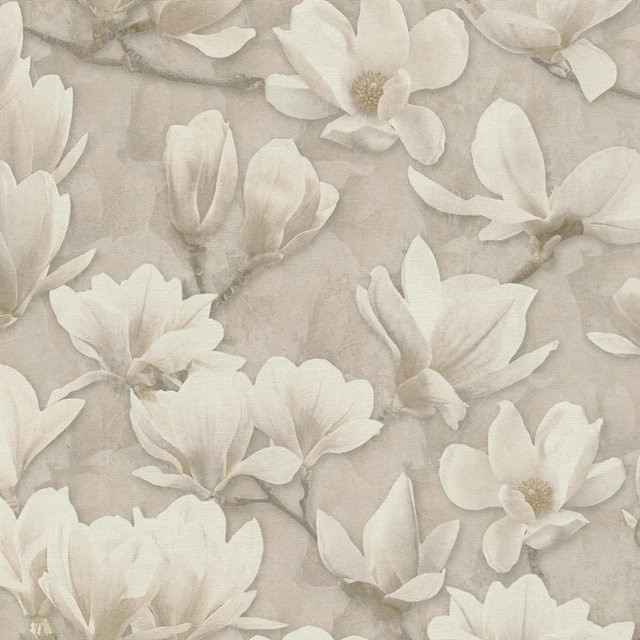 PROFHOME 396102-GU Floral Tapete mit Blumenmuster in Beige und Creme-Weiß, matt, Vlies, Breite: 0,53 m, Länge: 10,05 m - Bild 1