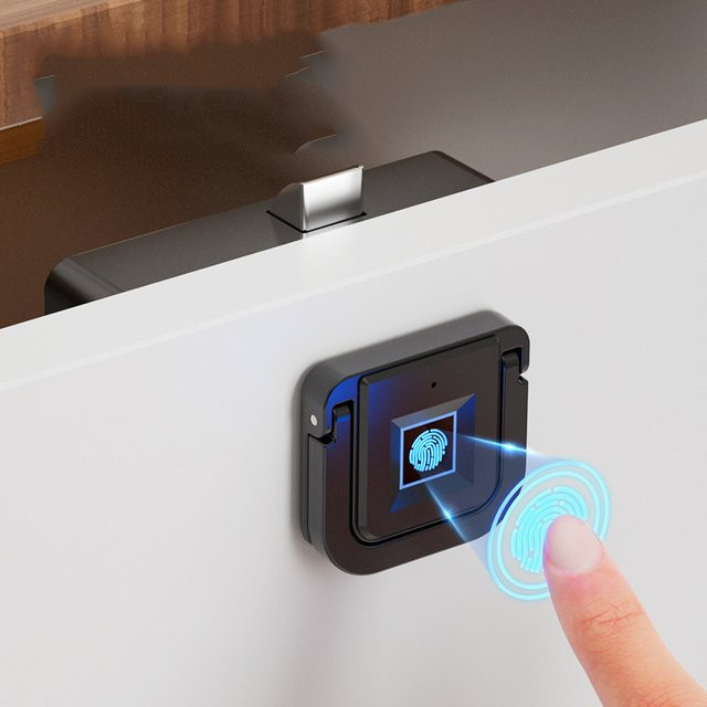 BADODOSECURITY Elektrisches Fingerabdruck-Schloss für Schränke und Schubladen in Schwarz mit 20 Benutzerprofilen - Bild 1