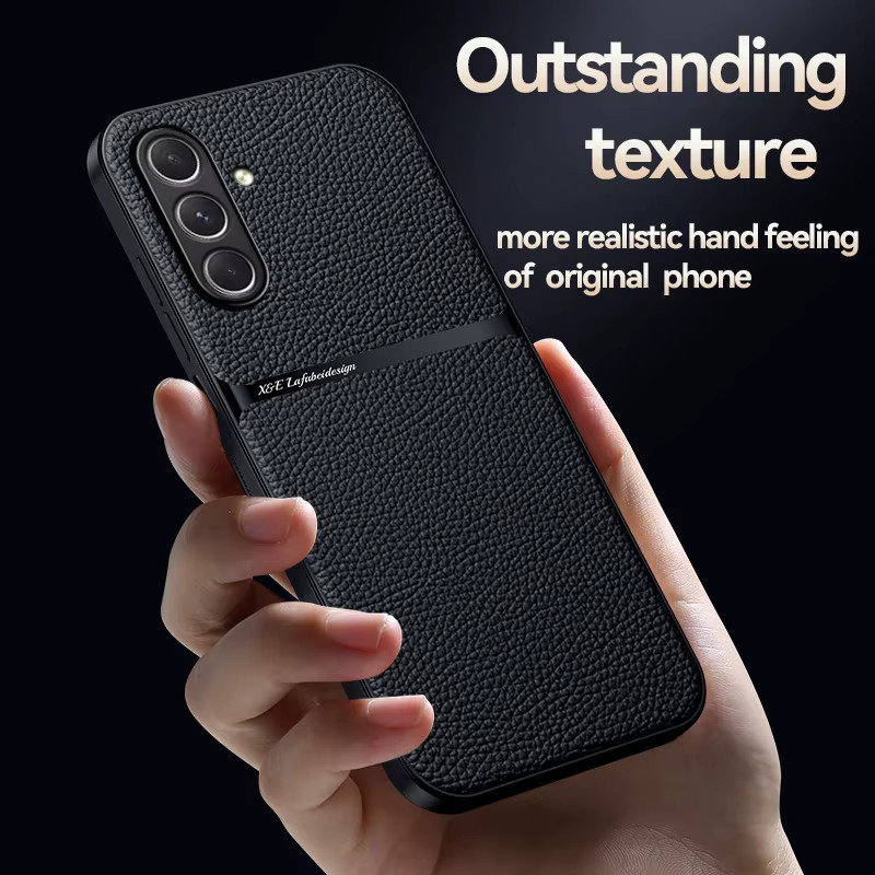 Stoßfeste Lederhülle Coque für Samsung A15 A16 A17 A25 A53 A54 A55 A56 A57 A34 A35 A36 A37 mit Magnetischem Schutz in Blau und Schwarz - Bild 2