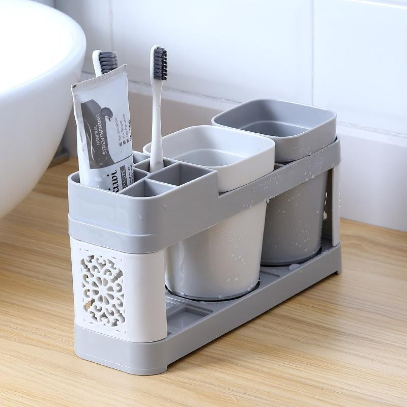 Kreatives Zahnbürstenhalter Set mit zwei Mundwasserbechern für Familie und Paare für dein Badezimmer - Bild 4