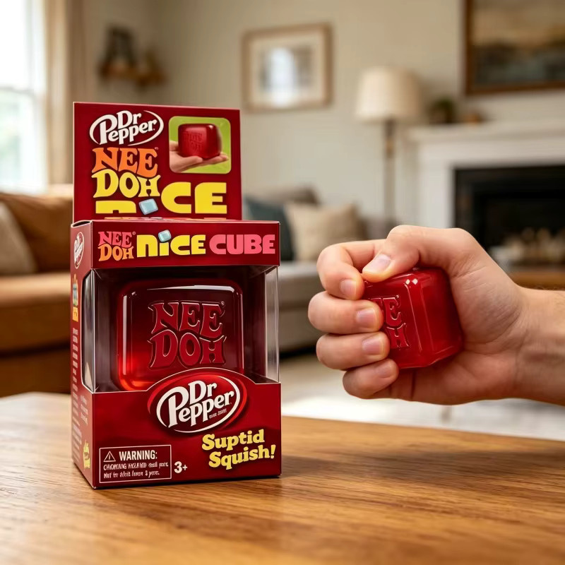 Schylling Dr Pepper NeeDoh Nice Cube Squishy, Fidget-Würfel, rot - Bild 3