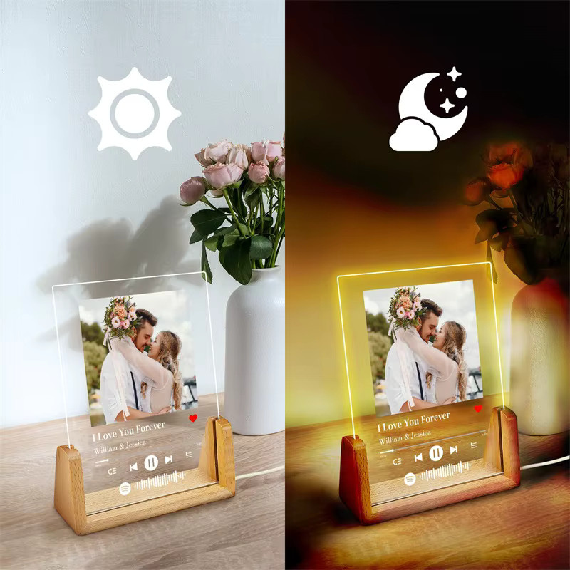 Personalisierter Spotify Fotorahmen von QKX als Acrylplakette mit LED-Nachtlicht für dein individuelles Geschenk als Paar - Bild 5