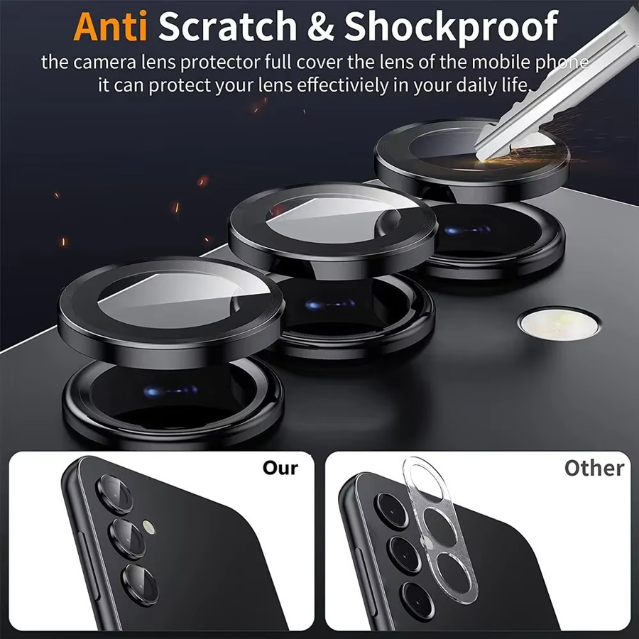 HD-Objektivschutz aus gehärtetem Glas mit Legierungsring für Samsung Galaxy S26 S25 S24 Ultra A37 A57 A55 A35 A15 in Silber - Bild 1