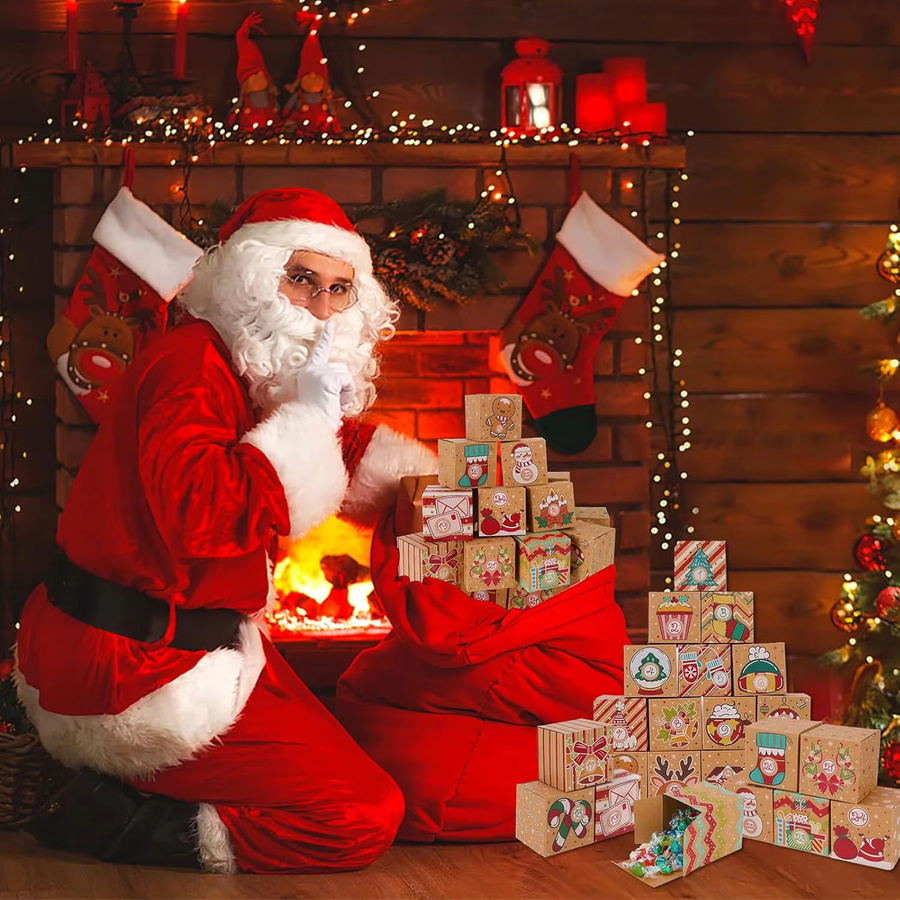 Befüllbarer 24-Tage-Adventskalender aus Papier als Geschenkbox in Mehrfarbig für Weihnachten - Bild 4