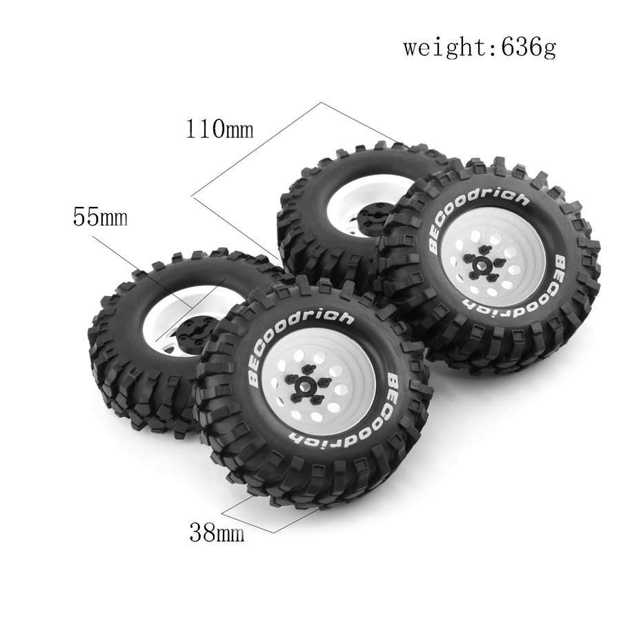 RS RC Gummireifen Beadlock-Räder Felgen, 1,9", Zubehör - Bild 3