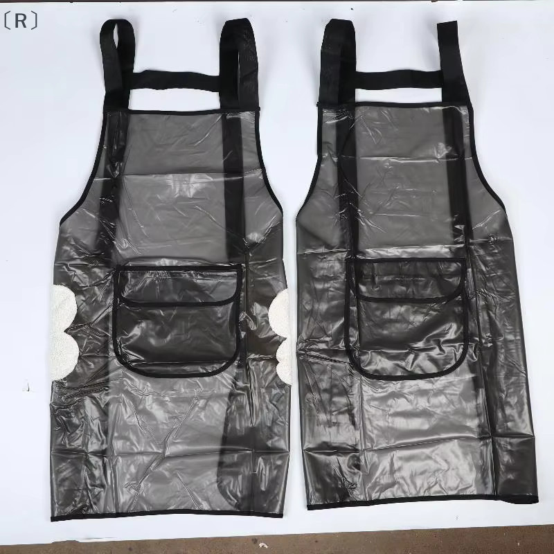 Perofr OmgaR Wasserdichte Küchenschürze aus TPU in Schwarz und Transparent, Ölbeständige und Schmutzabweisende Arbeitsschürze für den Haushalt - Bild 2