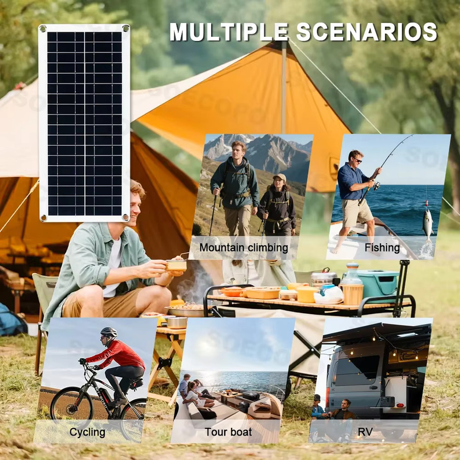 SOECOPO 800W Solarpanel-Set mit 4 Photovoltaik-Zellen und 100A Controller, tragbares 12V Batterieladegerät für Auto, Wohnmobil und Boot, Schwarz - Bild 5
