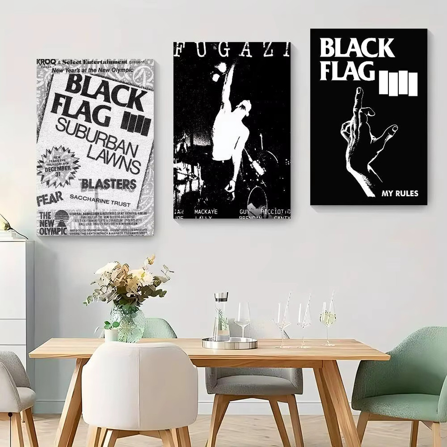 Vintage Punk Black Flag Band Poster in Schwarz als Retro-Wanddekoration aus Papier - Bild 2