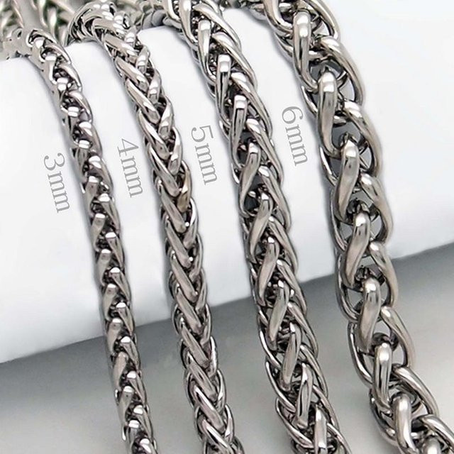 Fashionapple Halskette, geflochtene Weizenkette, Edelstahl, Silber, Herren - Bild 1