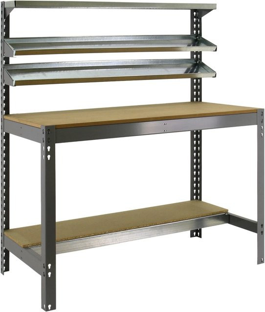 PROREGAL Werkbank Buffalo mit Frontablage, Grau, Höhe: 84 cm, Breite: 150 cm, Tiefe: 76 cm, Traglast 600 kg - Bild 1