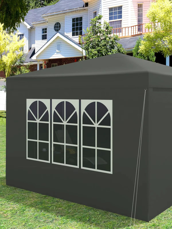 WOLTU Faltbares Gartenzelt mit Überdachung in Anthrazit/Grau, B/T/H: 300 x 300 x 300 cm, wasserdicht und UV-beständig, Camping-Pavillon mit Tragetasche - Bild 3