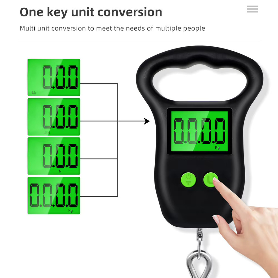 Digitale Hängewaage von JUANJUAN in Schwarz mit LCD-Display und Hintergrundbeleuchtung für Gepäck und Koffer, Tragkraft 20 kg - Bild 2