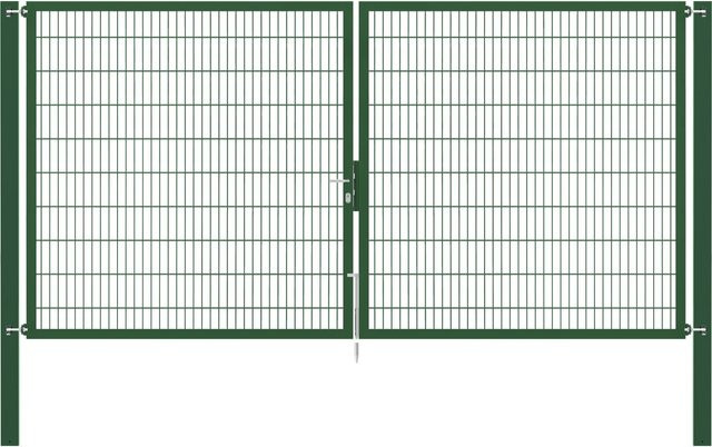 Doppeltor Flexo Plus in Grün aus Stahl mit Pfosten, Breite: 400 cm, Höhe: 200 cm, Pfosten: 100 x 100 cm - Bild 1