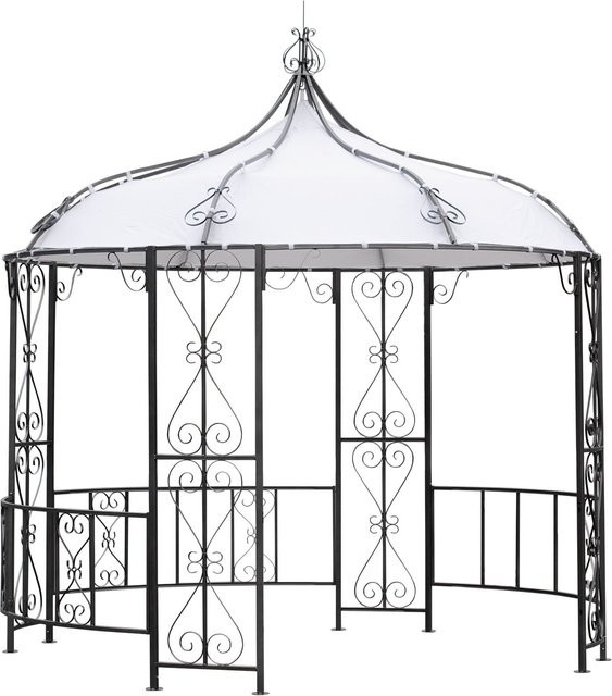 DEGAMO Pavillon BURMA rund, Durchmesser: 300 cm, Stahl grau, PVC-beschichtete Plane in Weiss oder Anthrazit - Bild 1