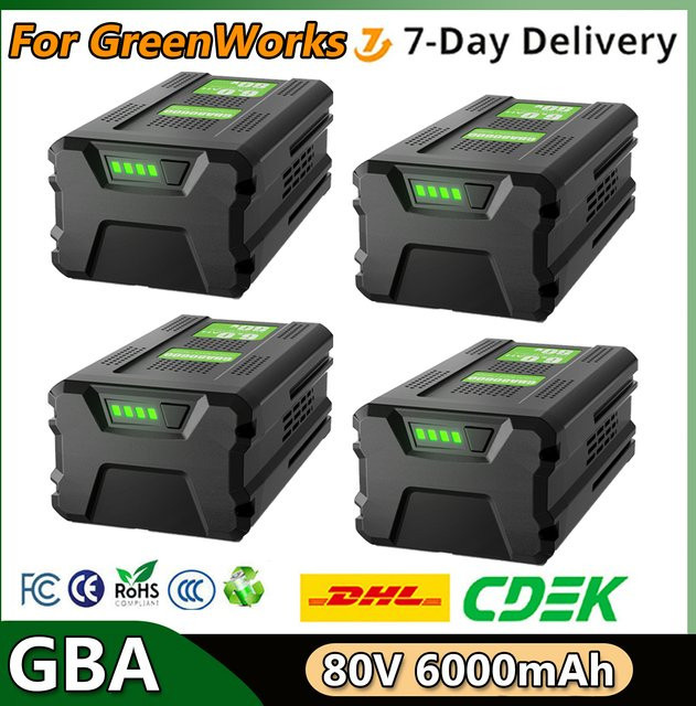 Greenworks GBA80600 80V Akku Ersatzbatterie mit 6000mAh, schwarz, kompatibel mit GBA80200 Akku-Elektrowerkzeugen - Bild 1