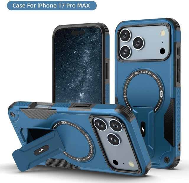 Magnetische Schutzhülle für Apple iPhone mit integriertem unsichtbarem Ständer in Orange - Bild 1