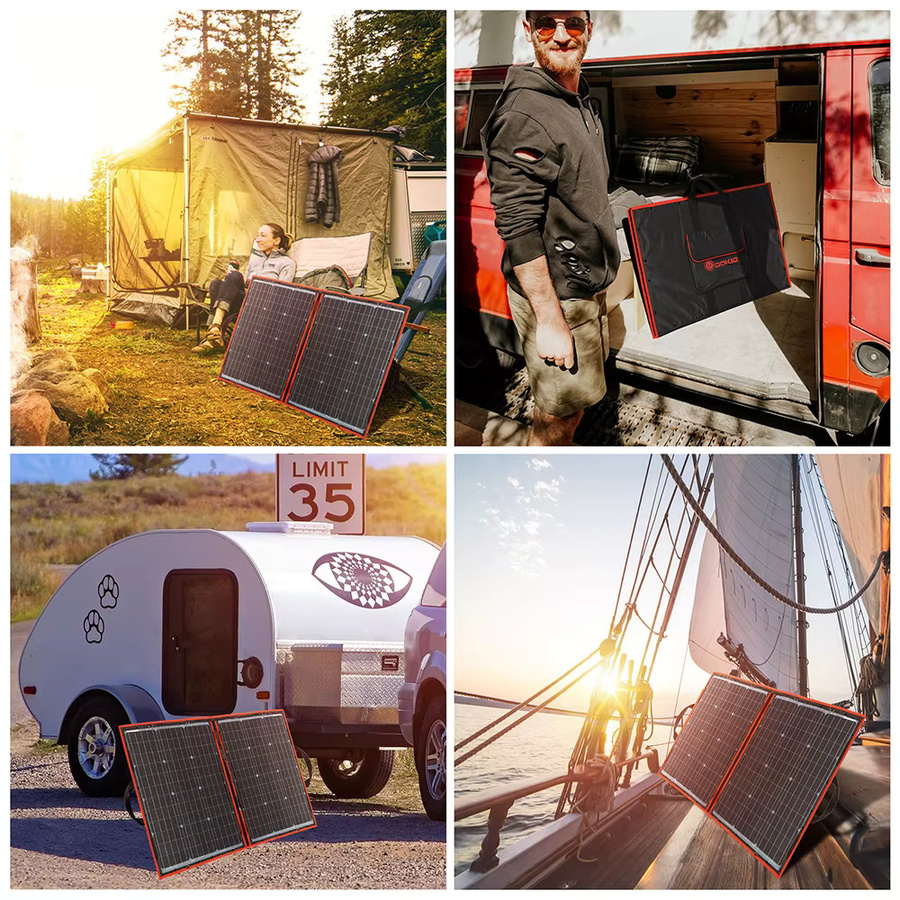 Dokio 100W Flexibles Faltbares Mono-Solarpanel für Reisen, Boot und Wohnmobil, Schwarz - Bild 5