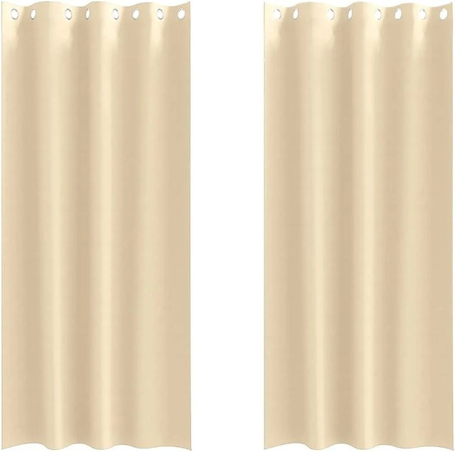 vidaXL Verdunkelungs-Vorhang aus Polyester in Beige mit Ringen und thermischer Isolierung - Bild 1