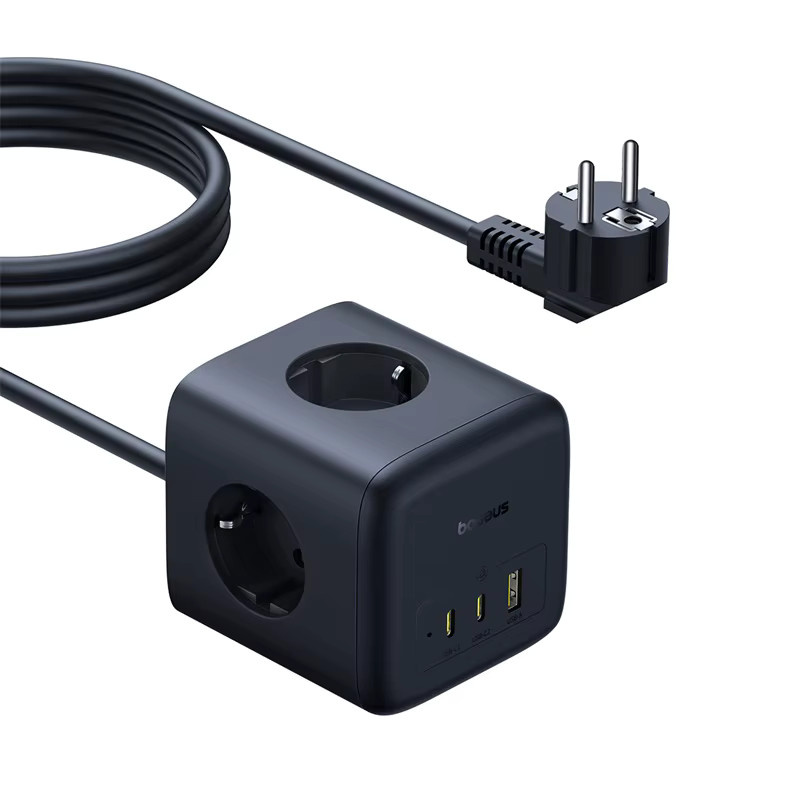 Baseus EnerFill FA11 Desktop-Ladestation mit 3 Schuko-Steckdosen, 1 USB-A und 2 USB-C in Schwarz - Bild 7