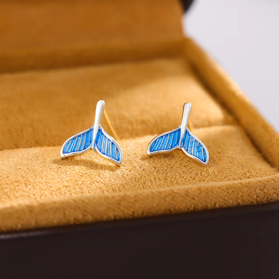 GaGa-Duck Ohrstecker, 925 Silber, blaue Meerjungfrauenfischschwanz-Ohrringe - Bild 4
