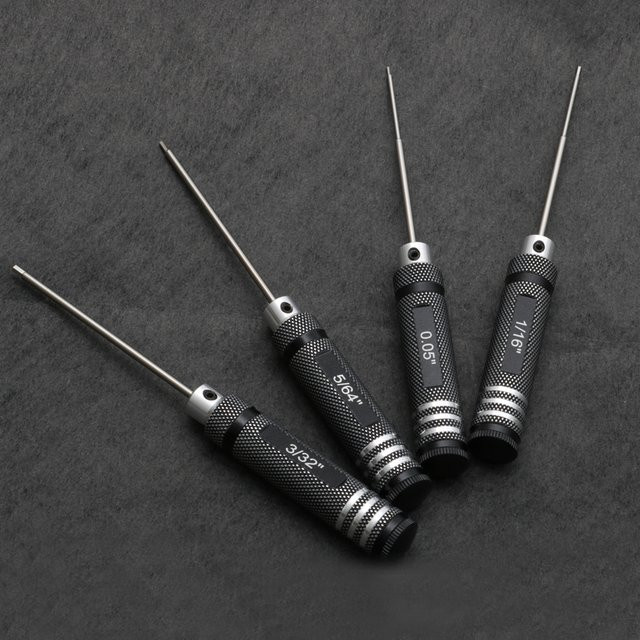 YUENHOANG Sechskantschlüssel Set aus Stahl für Modellreparatur und Montage, Größen 0,05" 1/16" 3/32" 5/64", Gesamtlänge: 17,7 cm - Bild 1